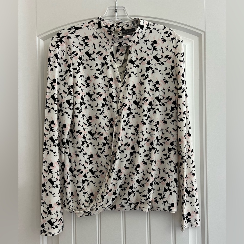 The Limited White, Black, and Pink Dress Blouse